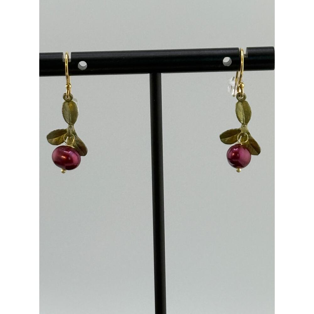 Michael Michaud Cranberry Dangle Wire Earrings